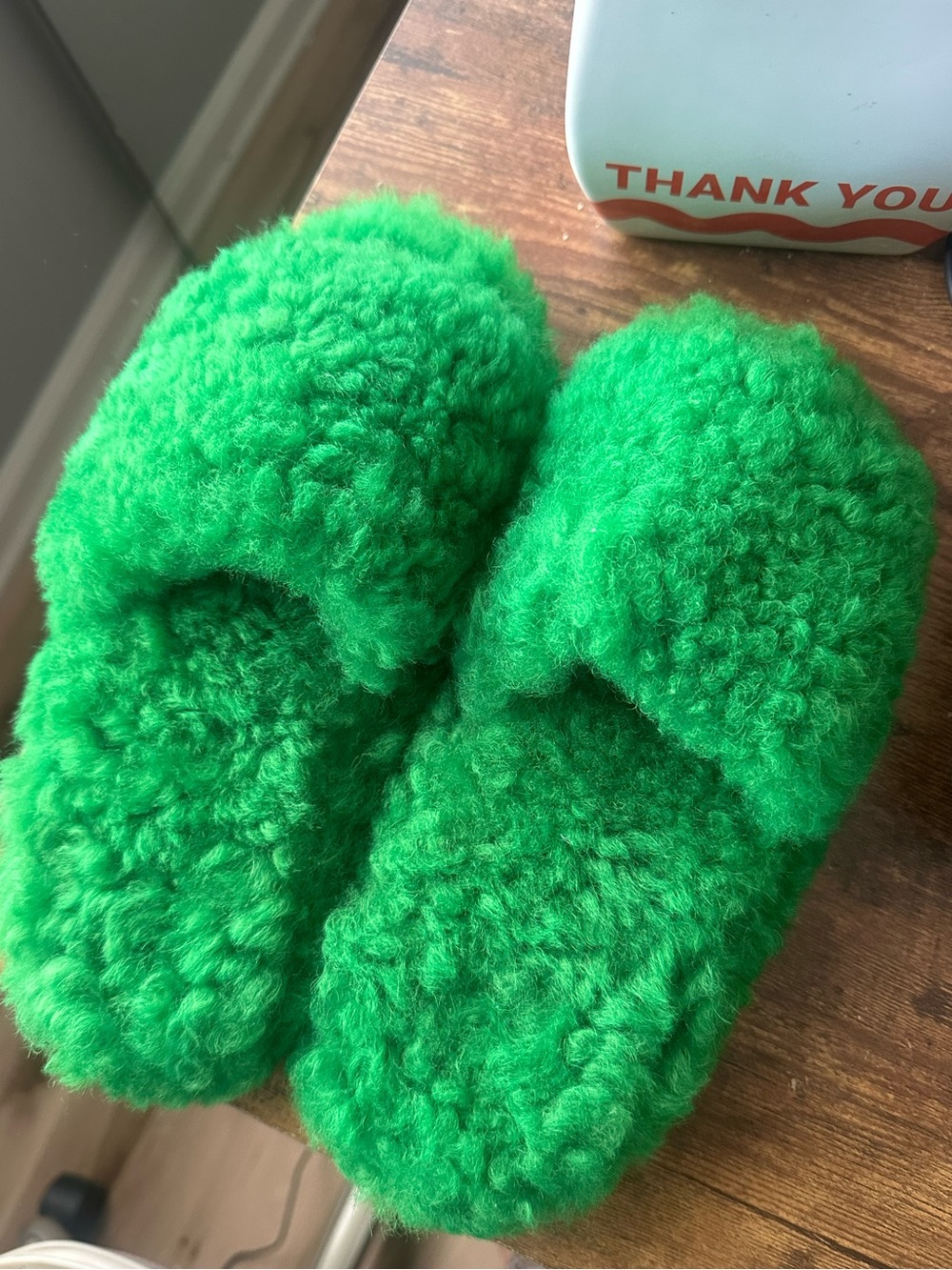 Bottega Veneta Plush Slide Slippers in Vivid Green